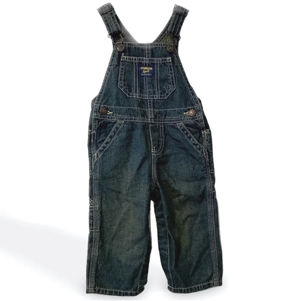 2000s OshKosh Bgosh Vestbak Denim Carpenter Overalls Blue 12‎ Months 424-044